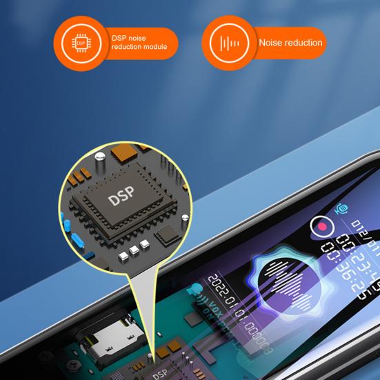 Диктофон со стереозвуком, динамический, 64 ГБ, шумоподавление, автоматическая синхронизация записи встреч, диктофон