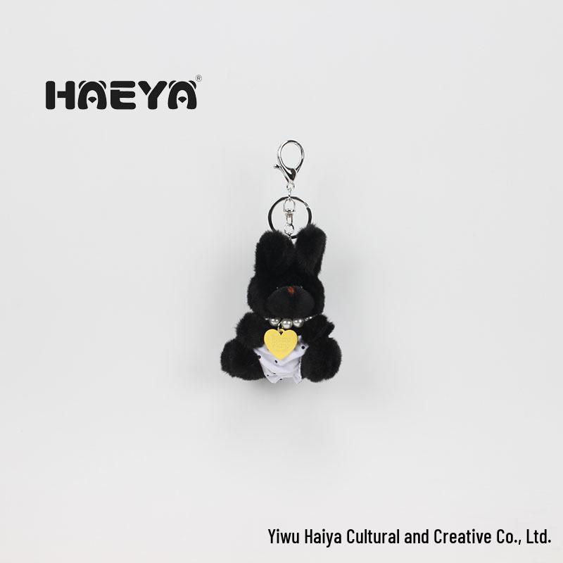 Корейский брелок Черный Кролик из Донгдамуна и Жемчужное Сердце Ожерелье с Треугольными Трусиками - Милый Подарок для Пары