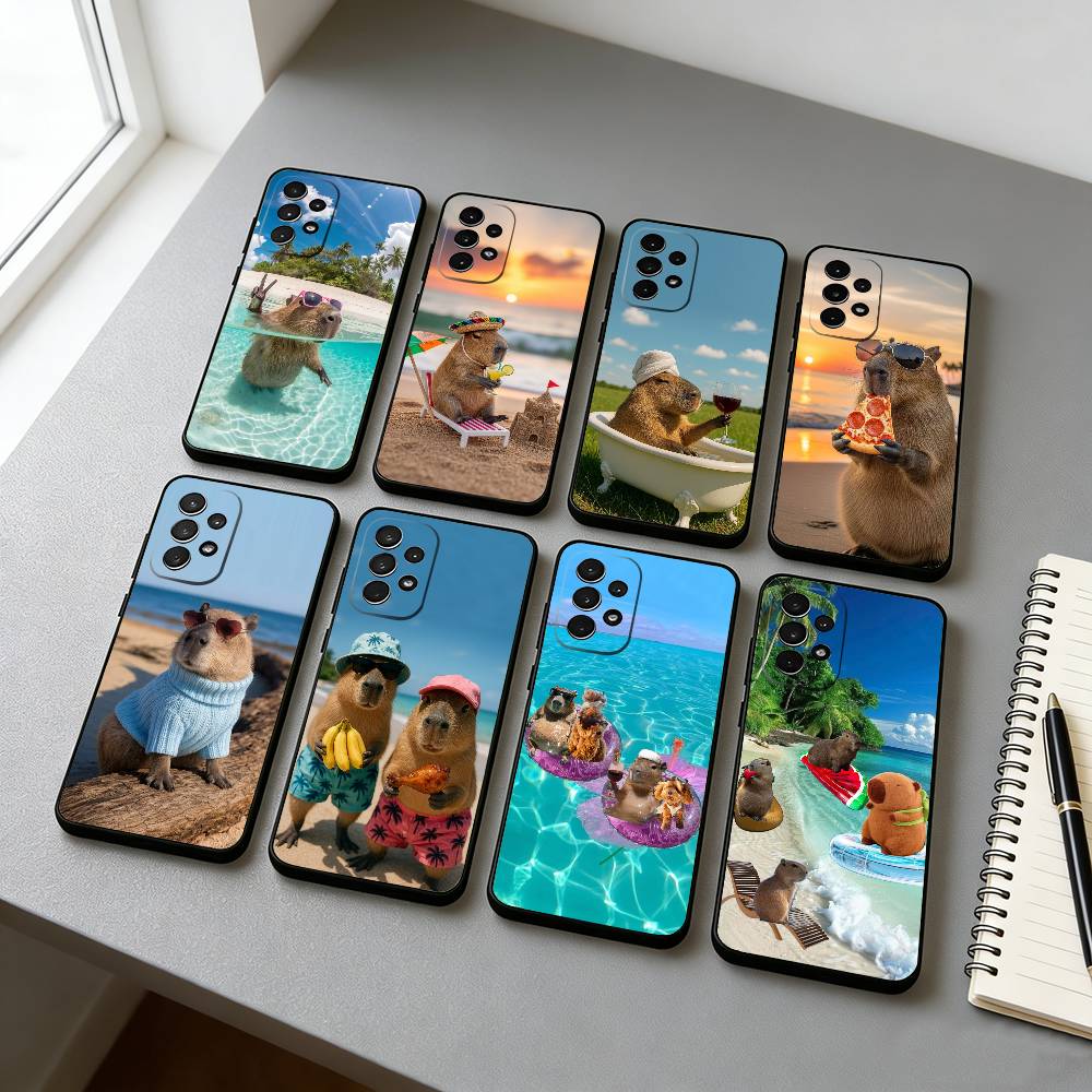 Capybara Meme Phone Case For Samsung S25,S24,S21,S22,S23,S30,Ultra,S20,Plus,Fe,Lite,Note,10,Black Cover