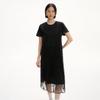 Broadcast Mesh Panel Short Sleeve French Style Midi Dress