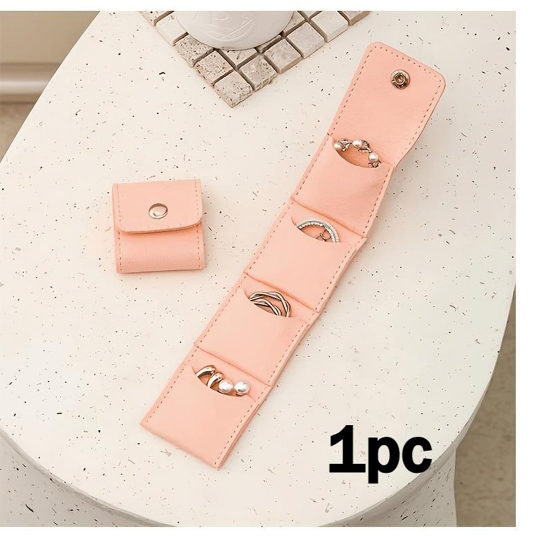 Foldable Genuine Leather Travel Jewelry Roll-a Portable Jewelry Storage Box with Multiple Compartments Featuring a Buckle Design