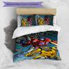 3pcs Custom Name Cartoon Optimus Prime & Bumblebee Bedding Set Duvet Cover Closure Includes 1 Duvet Cover & 2 Pillowcases for All Seasons Bedroom Deco