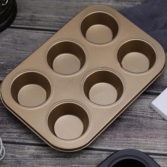 Muffin Pan Carbon Steel Cupcake Pan Nonstick Heavy Duty Easy To Clean 4/6 Cup Waffles Baking Mold for Parties