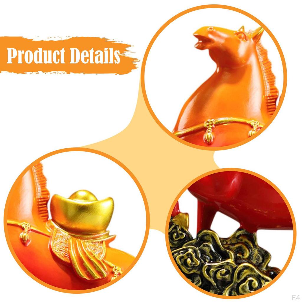 Фигурка лошади Скульптура животного Смола Центральный элемент Декоративный Китайский Фэн-шуй Настольный