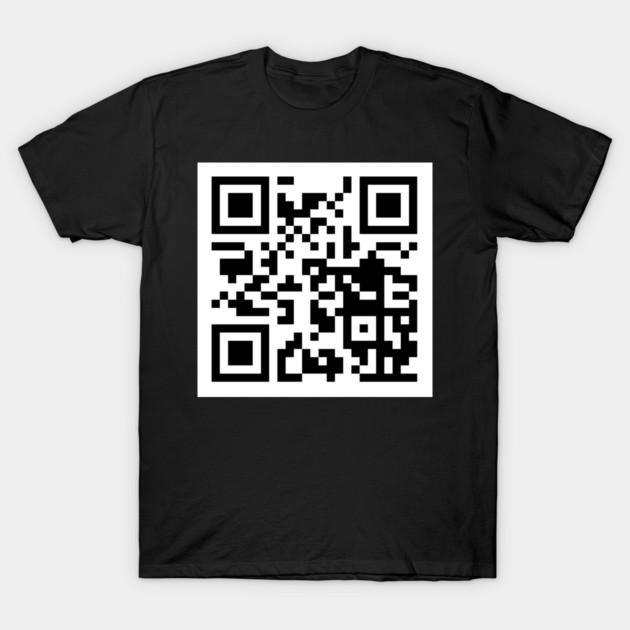 Азиатский размер Мужская черная футболка с принтом Rick Rolled QR-код Печать без вырезания Хлопковая футболка