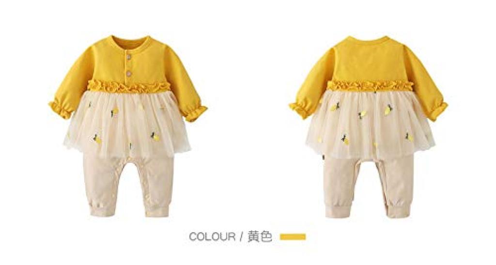 Baby Clothes Romper Tulle Long Sleeve Spring Autumn Front Opening Coverall Cotton Girls Gift Pineapple Pattern Yellow 24M