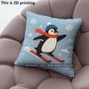 Winter Cute Penguin Skiing Throw Pillow Covers Pattern Cushion Cover Suitable For Sofa Bedroom Car Pillow Cover