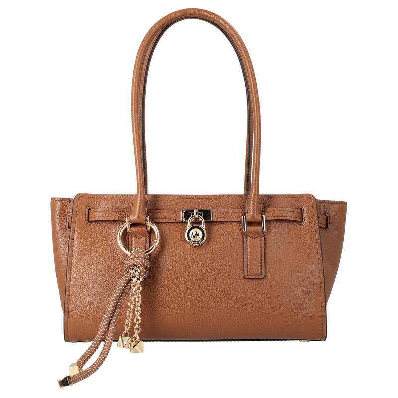 MICHAEL KORS Hamilton Moderne logo charm gold hardware commuter versatile armpit bag cow leather shoulder bag small women's brown