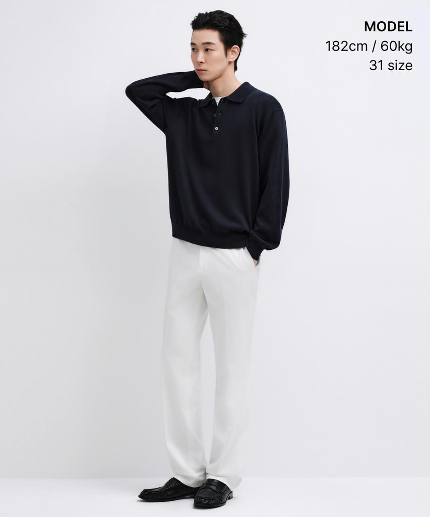 MUSINSA STANDARD Semi-Wide Hidden Banding Slacks [White]