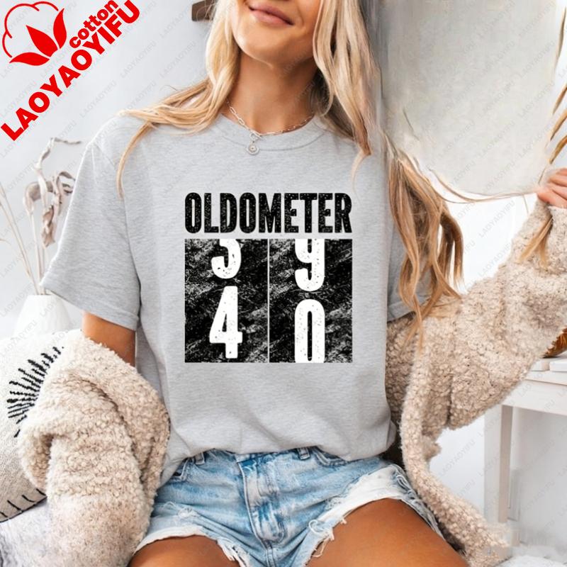 Oldometer 40th Birthday Shirt Celebrating Of My Girl Or Boy 1976 Unisex Shirt Hipster Street Fashion Allmatch Shortsleev