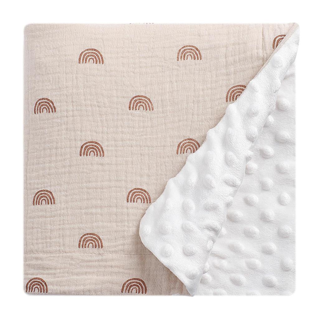 Однотонное детское одеяло из крепированной хлопковой марли, сумка для новорожденного с принтом, одеяло для комфорта, шапочка-одеяло