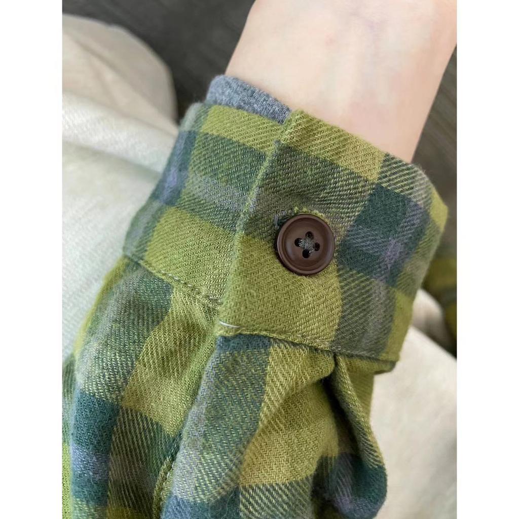 Весенне-осенняя женская рубашка с воротником поло, свободная повседневная клетчатая блуза, большой кардиган, женская блузка в корейском стиле