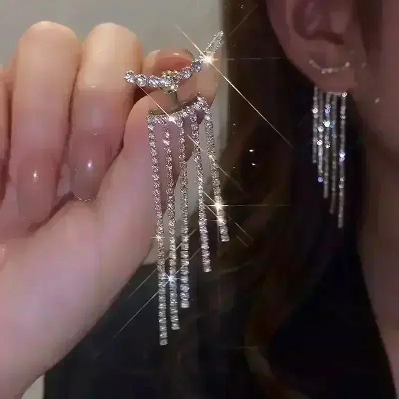 Red Crystal Butterfly Tassel Pendant Earrings for Women able Personalized Daily Accessory Party Jewelry Birthday Gifts