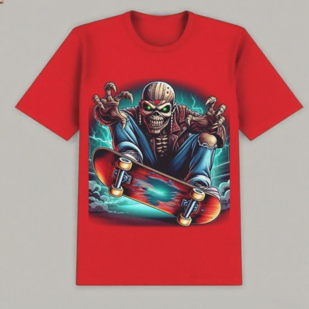 Cotton Short-sleeved Men's New Street Style Breathable Emerging Art Daily Style Trend Printing T-shirt Couple Tide Brand Tops