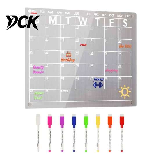 Clear Acrylic Dry Erase Board Magnetic Planning Board, Notepad Memo for Fridge, Kitchen Grocery List Organizer Monthly Weekly Daily Meal Menu Planner