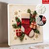 Набор для DIY-рисования 5D жемчугом в раме с дизайном Рождественского носка Подарок Блестящее холщовое искусство с бусинами Креативный подарок для декора детской комнаты