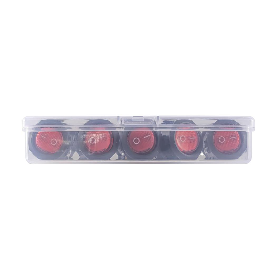 Round Rocker Switch Red Light Illuminated On Off 3 Pin 2 Position Mini Rocker Switch 125V 10A 250V 6A KCD1 Small Circle Toggle Switches For RV Car
