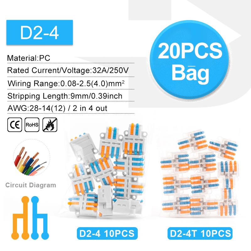 Мини-быстрый разветвитель стыковой 2 в 4/6 выводов разъем провода компактный кабельный клеммный блок с крепежным отверстием для дома AWG 28-12