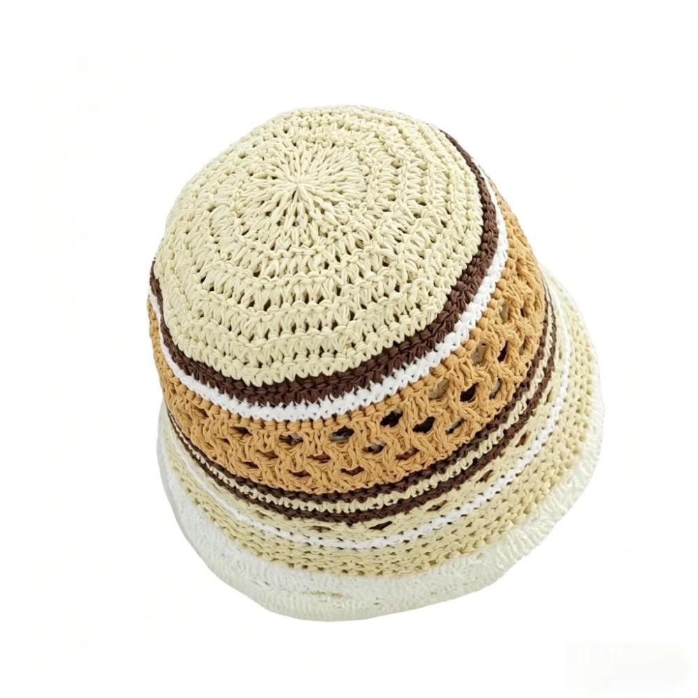 Mix Color Bucket Hat Hollow Out Sunshade Hat Outdoor Fisherman Hat Panama Bob Caps