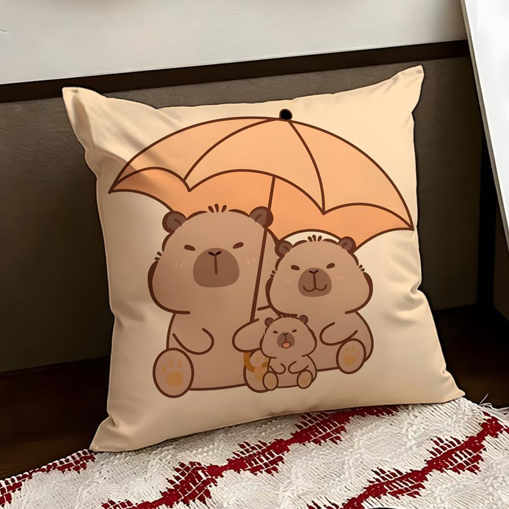 Cute CCapybara Cushion Cover Reversible Soft Durable Pillow Cover Home Car MultiScene Use for Daily Comfort