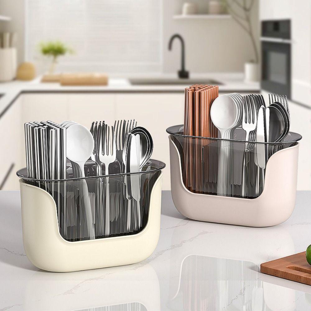 Multifunction Cutlery Drain Rack 3 Grids Utensil Drying Rack Non-toxic Kitchen Utensil Holder Home