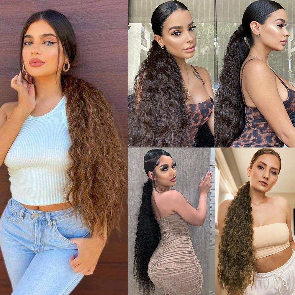 MISS WIG, женский длинный волнистый хвост, синтетическое волокно, повседневная одежда, кукурузная волна, наращивание волос, женский длинный волнистый шиньон