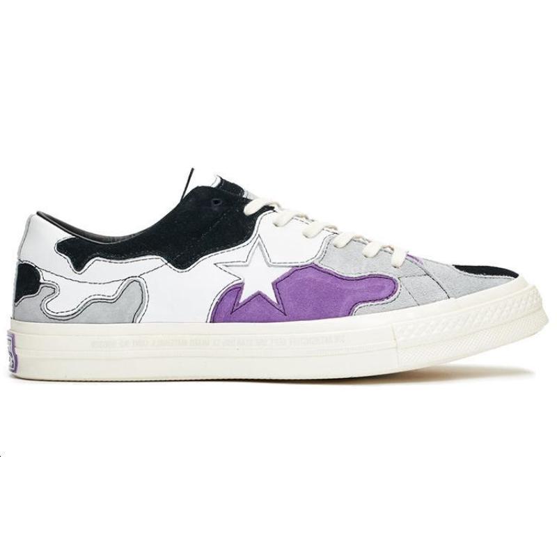 Sneakersnstuff x Converse One Star Camo Винтажные Повседневные Легкие Низкие Кеды для Скейтбординга Унисекс Фиолетовый Камуфляж