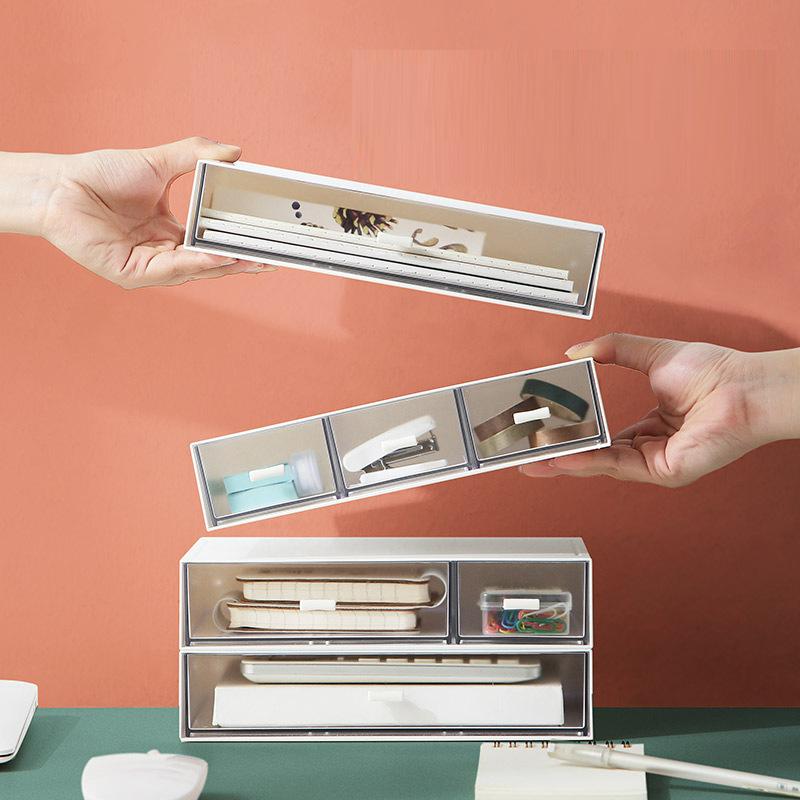 Настольные ящики для хранения Держатель для документов и мелочей Косметический настольный органайзер Коробка Шкаф Домашний офис Канцелярские товары Штабелируемая коробка