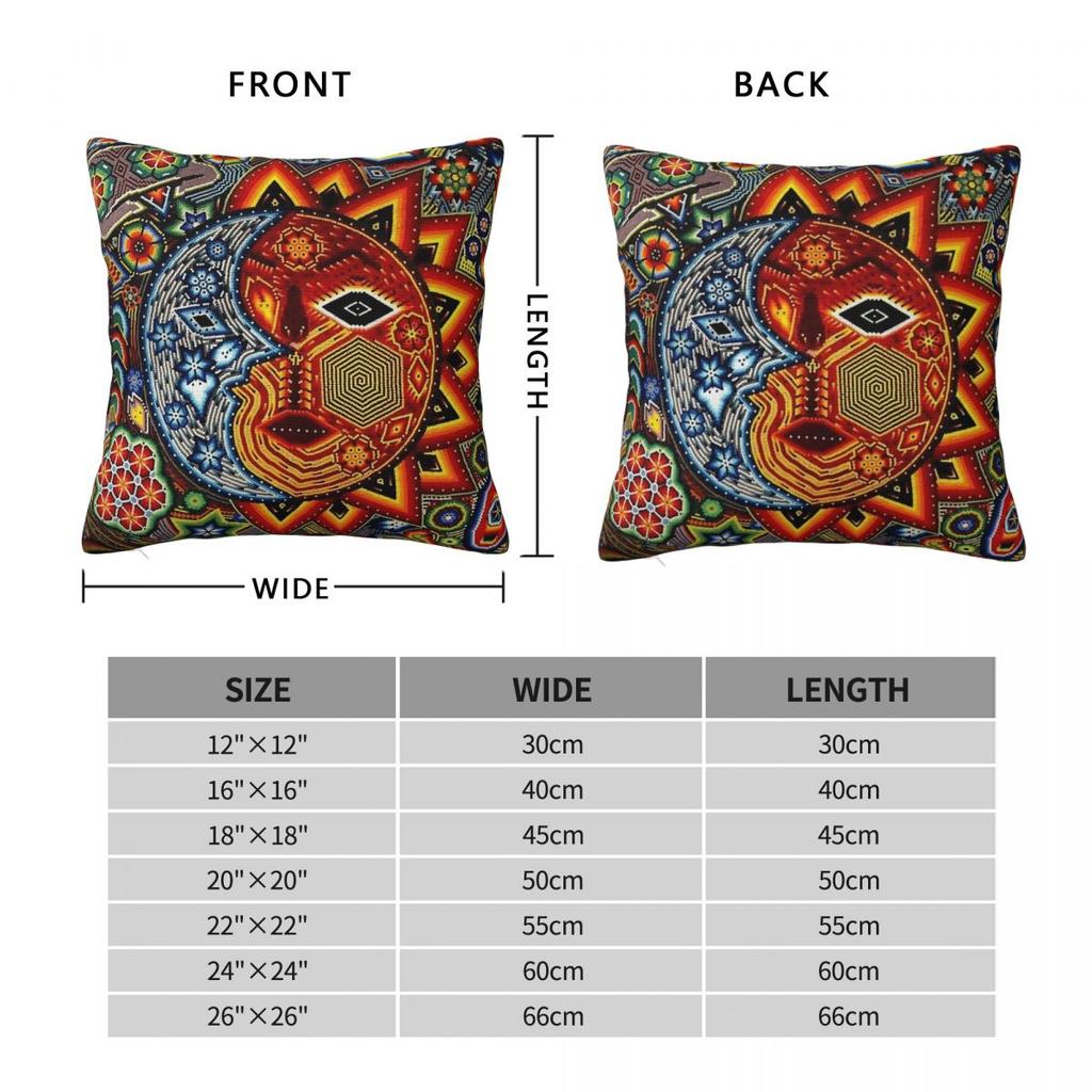 Sun Huichol Mexican Pillowcase Polyester Linen Velvet Pattern Zip Decor Throw Pillow Case Sofa Cushion Cover