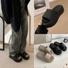 Casual Increased Soft Thick-soled Solid Color One-word Slippers Women's Summer Seaside Vacation Beach Flat Sandals and Slippers