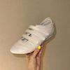 Версия из овчины~ повседневные балетки на плоской подошве с круглым носком на липучке, кожаные универсальные спортивные туфли, белые туфли женские