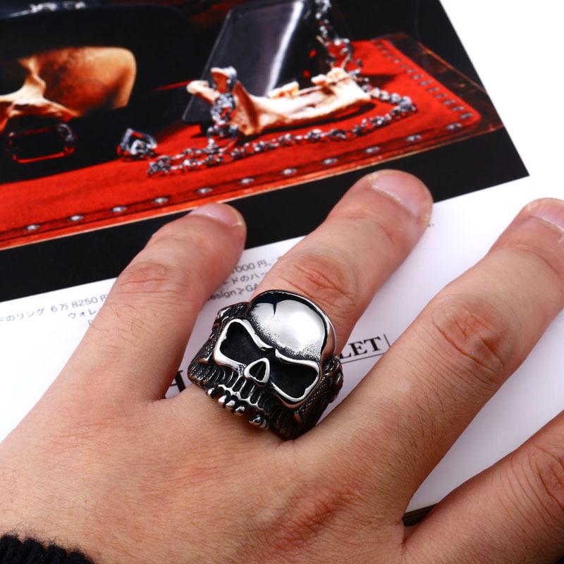 Accessories Motorcycle Style Men's Double Gun Skull Ring