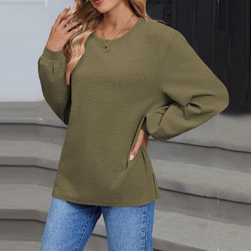 Женские футболки с длинными рукавами, весенняя новинка, женская мода, для отдыха, универсальный свитер для поездок на работу, футболка с круглым вырезом