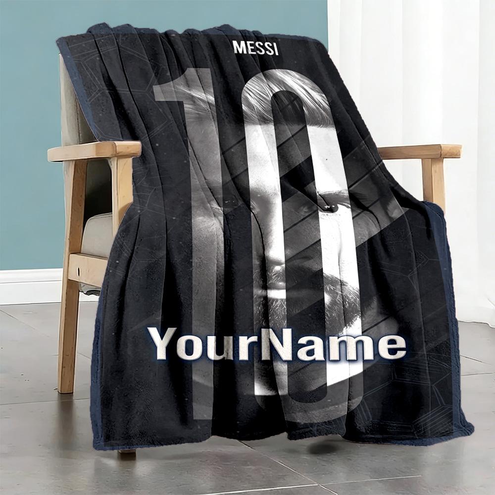 Messi 242 Customize Your Name Blanket Throw Personalized Blanket Soft Warm Cozy Great for Living Room Sofa Picnics Livingroom Four Seasons Universal