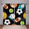3D 2 Panel Football Soccer Rugby Basketball Printed Curtains for Sports Boys Bedroom Blinds Floor-to-ceiling Windows Grommet Top