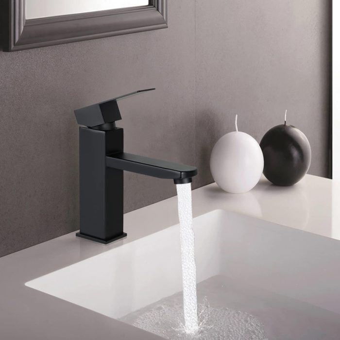 Robinet d'évier de cuisine - NETTLIFE - Fixe - Noir dépoli - Acier inoxydable haute pression - Bec 2 trous économique