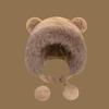 New Warm Winter Hat Lacing Ear Protection Bear Ears Hat Velvet Rabbit Ear Woolen Bucket Hat Women