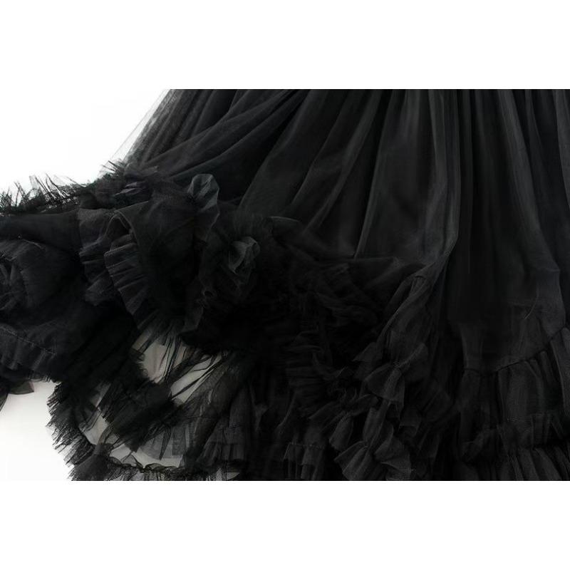 Юбка-бюстье Swing Design Sense of Net Yarn, новая тонкая пышная юбка с высокой талией, драпированная юбка-бюстье Sense of Temperament