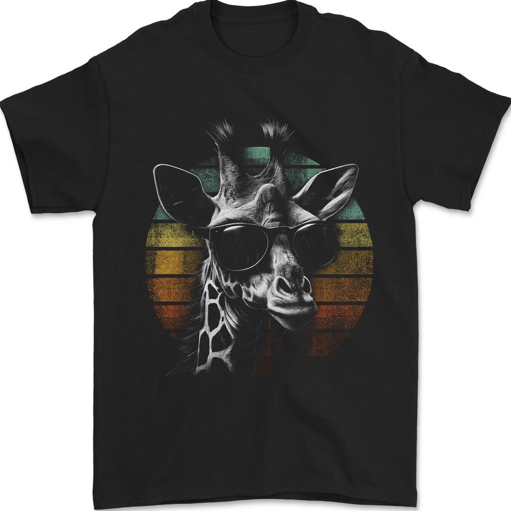 A Retro Giraffe Mens T-Shirt 100% Cotton