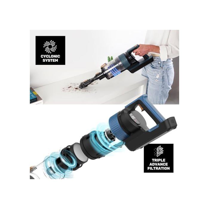 Цифровой вертикальный пылесос - TAURUS - 400 Вт - 21 000 Па - Тройная улучшенная фильтрация - Щетки All Road и Fuzzy