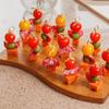 Food Skewers Holder Cocktail Pick Stand Wooden Appetizer Display 45 Hole Lollipop for