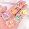 12Pcs Fruit Ice Cube Squeeze Toy Stress Anxiety Relief Cartoon Fruit Cube Sensory Toy Kids Teens Adults Portable Soft TPR Clear Cube Pinch Toy