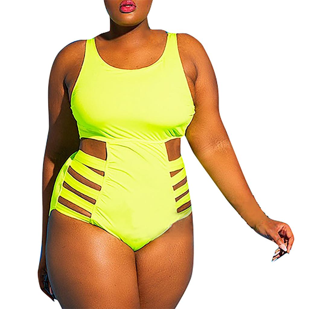 (Qunide) Ladies One- Piece Swimsuit Plus Size Hollow Women's Slim Fit One- Piece Swimsuit