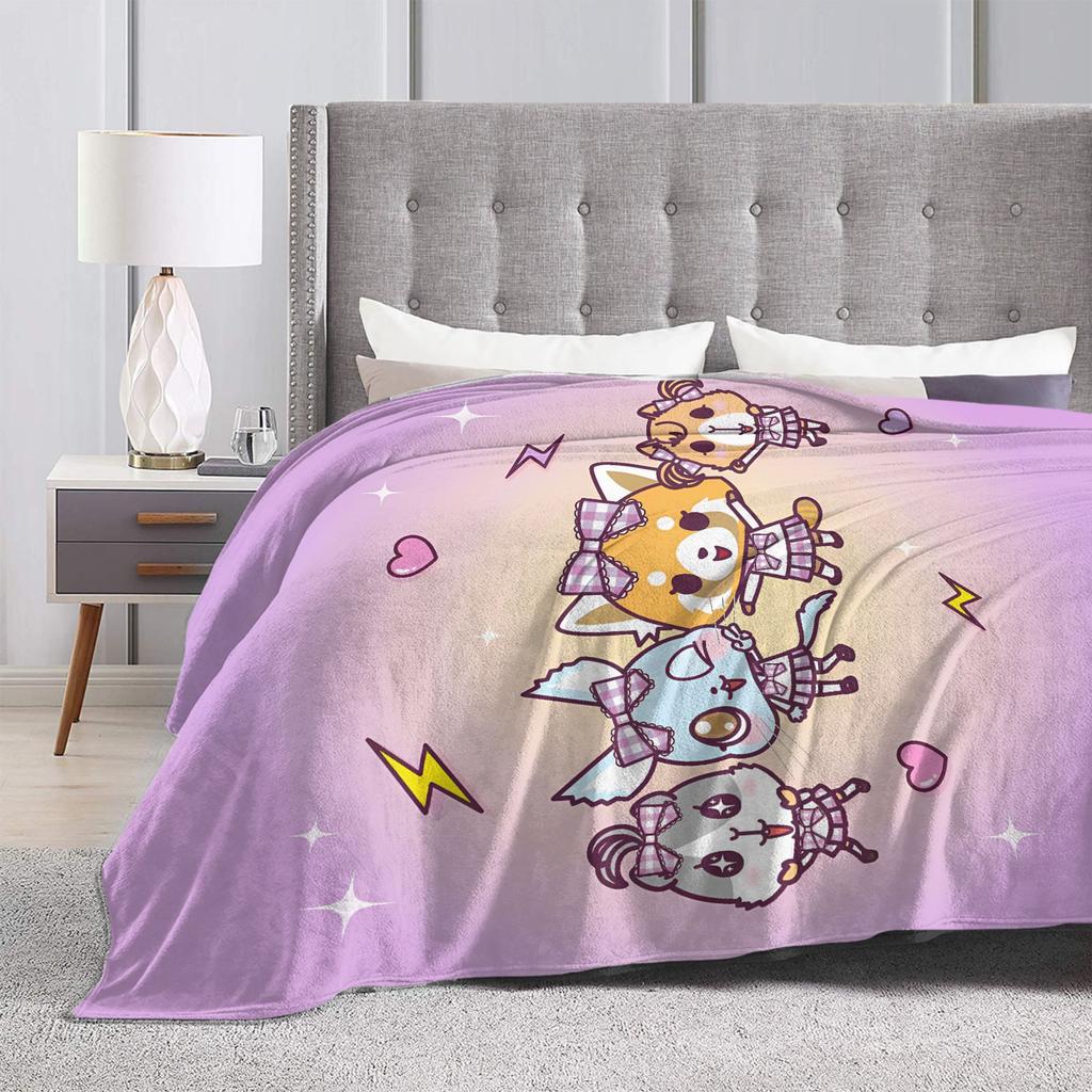 Aggretsuko Flannel Blanket Winter Warm Soft Throw Blanket for Kids Outdoor Pattern Bedspread Sofa Bed Cover