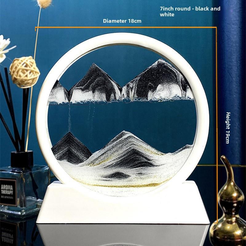 Creative 3D Quicksand Painting Round Glass Craft Hourglass - Unique Desktop Ornament Gift