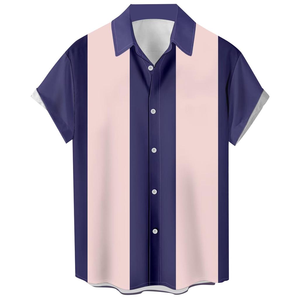 Гавайская рубашка для мужчин, мужские винтажные рубашки для боулинга на пуговицах, летняя пляжная рубашка с коротким рукавом