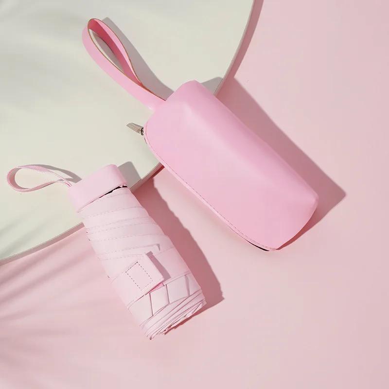 Мини складной солнцезащитный зонт для женщин, солнцезащитный козырек от солнца и ультрафиолета, небольшой портативный карманный зонтик от дождя и солнца