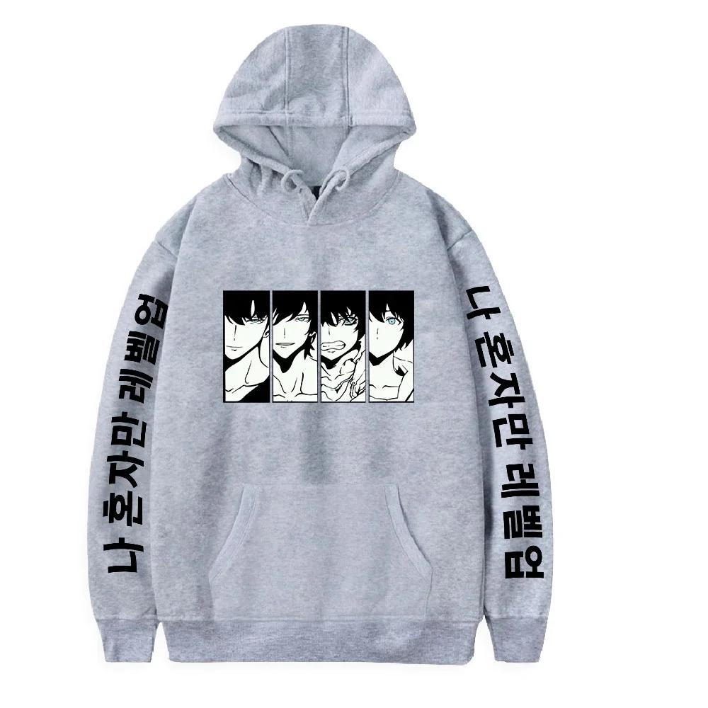 Manga Solo Leveling Sung Jin Woo Printed Hoodie Spring Long Sleeves Men Women Plus Size Hooded Sweatshirts Harajuku Loose Hoody