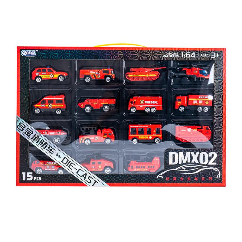 Коллекция мини-инженерных машин из сплава: пожарная машина, полицейская машина с инерционным механизмом для детской игры