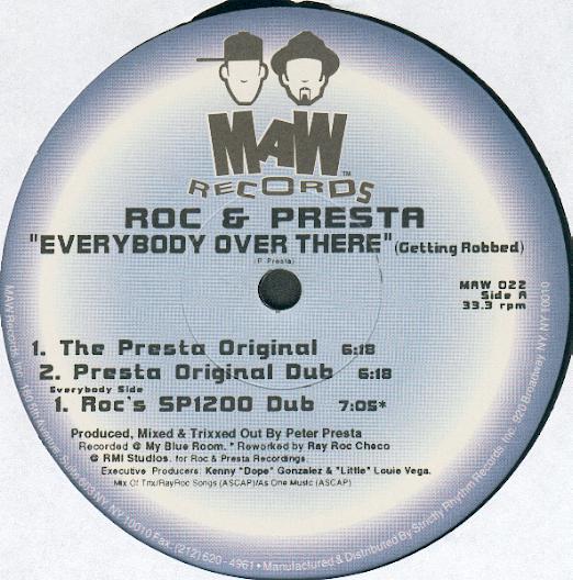 12-дюймовая пластинка ROC PRESTA Everybody Over There Getting Robbe MAW022MAW022 MAW Records 1997 США Танцевальная Электроника Б/у